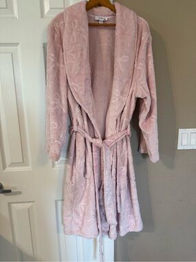 Joules Blush Pink Plush Shawl Robe with Waist Tie